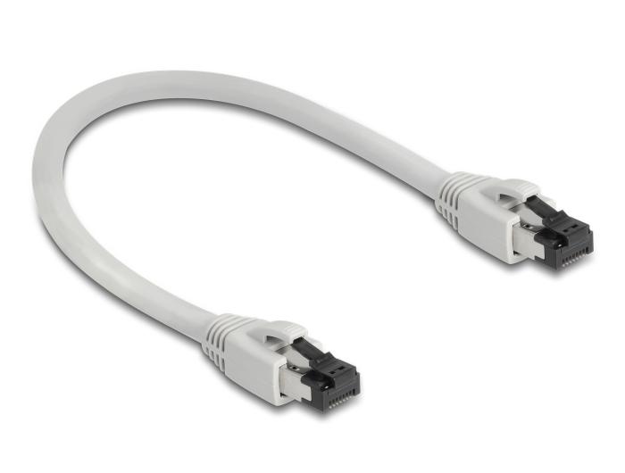 Delock RJ45 Netzwerkkabel Cat.8.1 S/FTP 0,25 m bis 40 Gbps grau