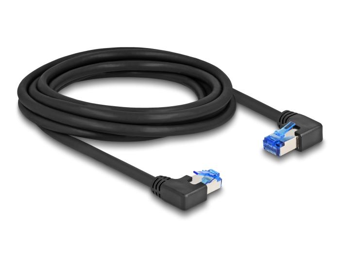 Delock RJ45 Netzwerkkabel Cat.6A S/FTP rechts/links gewinkelt 3 m schwarz