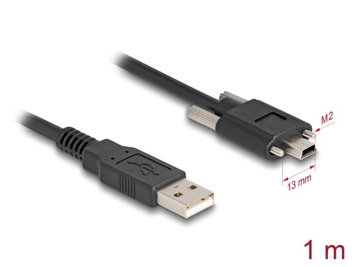 Delock USB 2.0 Kabel Typ-A Stecker auf Typ Mini-B Stecker mit Schraubbefestigung