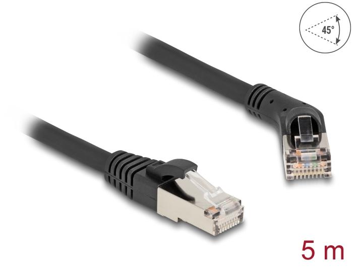 Delock RJ45 Netzwerkkabel Cat.6A S/FTP Stecker 45 nach rechts gewinkelt