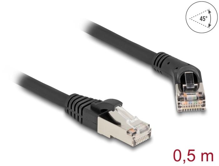 Delock RJ45 Netzwerkkabel Cat.6A S/FTP Stecker 45 nach rechts gewinkelt