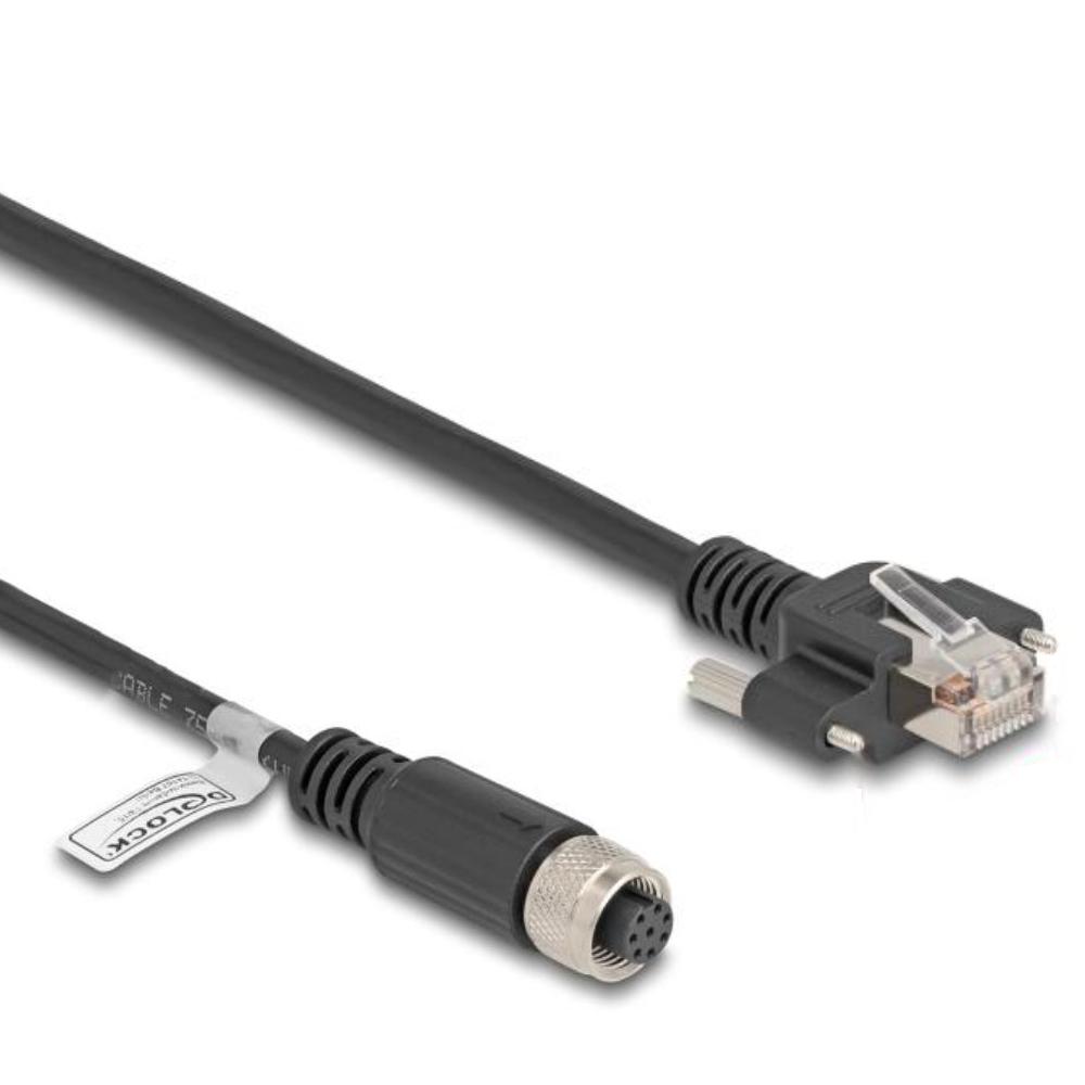 M12 Kabel Diese robuste industrielle Ethernet-Kabel wurde speziell für anspruchsvolle Umgebungen wie Maschinensteuerung und Automatisierungsprozesse entwickelt. Dank der doppelten M12-Steckverbinder (D-kodiert, 4-polig) schließen Sie einfach verschiedene Komponenten miteinander mit einer stabilen und sicheren Verbindung an. Das Kabel entspricht der Cat.5e-Spezifikation und ist mit einer hochwertigen S/FTP-Abschirmung mit Aluminiumfolie und verzinntem Kupfergeflecht ausgestattet. Dies sorgt für eine ausgezeichnete Signalübertragung und Schutz vor elektromagnetischen Störungen. Mit einem soliden Kupferleiter von 26 AWG und einem robusten PVC-Mantel kombiniert dieses Kabel Flexibilität mit Langlebigkeit. Anschluss 1: 1 x M12 connector D-kodiert 4-polig Anschluss 2: 1 x M12 connector D-kodiert 4-polig Länge: 1 Meter Anschluss 1: 1 x M12 connector D-kodiert 4-polig Anschluss 2: 1 x M12 connector D-kodiert 4-polig Abschirmung: S/FTP Betriebstemperatur: -25 C ~ 60 C Schutzart: IP67 Kategorie: 5e Leitermaterial: Kupfer Leiterquerschnitt: 26 AWG (0,129 mm²) Inhalt des Pakets: M12-Kabel Schnittstelle: beidseitig gleich Kabeldurchmesser: ca. 5 mm Kabelmantelmaterial: PVC Farbe: Schwarz Länge inklusive Anschlüsse: ca. 1 m Maximaler Strom: 4 A Nennspannung: 60 V - Delock