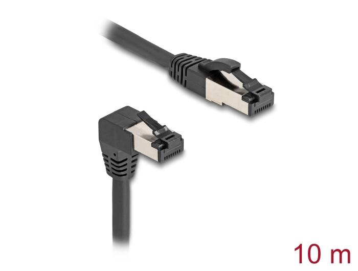Delock RJ45 Netzwerkkabel Cat.8.1 S/FTP 90 unten gewinkelt / gerade 10 m