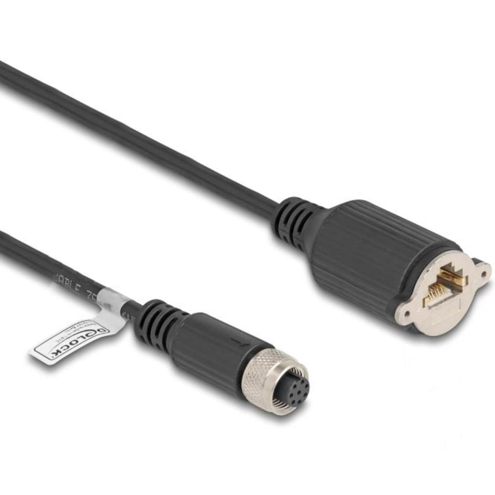 M12 Kabel Diese robuste industrielle Ethernet-Kabel wurde speziell für anspruchsvolle Umgebungen wie Maschinensteuerung und Automatisierungsprozesse entwickelt. Dank der doppelten M12-Steckverbinder (D-kodiert, 4-polig) schließen Sie einfach verschiedene Komponenten miteinander mit einer stabilen und sicheren Verbindung an. Das Kabel entspricht der Cat.5e-Spezifikation und ist mit einer hochwertigen S/FTP-Abschirmung mit Aluminiumfolie und verzinntem Kupfergeflecht ausgestattet. Dies sorgt für eine ausgezeichnete Signalübertragung und Schutz vor elektromagnetischen Störungen. Mit einem soliden Kupferleiter von 26 AWG und einem robusten PVC-Mantel kombiniert dieses Kabel Flexibilität mit Langlebigkeit. Anschluss 1: 1 x M12 connector D-kodiert 4-polig Anschluss 2: 1 x M12 connector D-kodiert 4-polig Länge: 1 Meter Anschluss 1: 1 x M12 connector D-kodiert 4-polig Anschluss 2: 1 x M12 connector D-kodiert 4-polig Abschirmung: S/FTP Betriebstemperatur: -25 C ~ 60 C Schutzart: IP67 Kategorie: 5e Leitermaterial: Kupfer Leiterquerschnitt: 26 AWG (0,129 mm²) Inhalt des Pakets: M12-Kabel Schnittstelle: beidseitig gleich Kabeldurchmesser: ca. 5 mm Kabelmantelmaterial: PVC Farbe: Schwarz Länge inklusive Anschlüsse: ca. 1 m Maximaler Strom: 4 A Nennspannung: 60 V - Delock