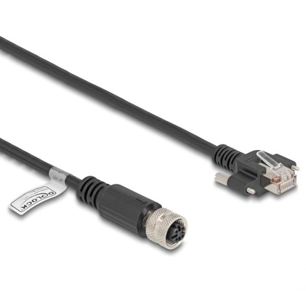 M12 Kabel Diese robuste industrielle Ethernet-Kabel wurde speziell für anspruchsvolle Umgebungen wie Maschinensteuerung und Automatisierungsprozesse entwickelt. Dank der doppelten M12-Steckverbinder (D-kodiert, 4-polig) schließen Sie einfach verschiedene Komponenten miteinander mit einer stabilen und sicheren Verbindung an. Das Kabel entspricht der Cat.5e-Spezifikation und ist mit einer hochwertigen S/FTP-Abschirmung mit Aluminiumfolie und verzinntem Kupfergeflecht ausgestattet. Dies sorgt für eine ausgezeichnete Signalübertragung und Schutz vor elektromagnetischen Störungen. Mit einem soliden Kupferleiter von 26 AWG und einem robusten PVC-Mantel kombiniert dieses Kabel Flexibilität mit Langlebigkeit. Anschluss 1: 1 x M12 connector D-kodiert 4-polig Anschluss 2: 1 x M12 connector D-kodiert 4-polig Länge: 1 Meter Anschluss 1: 1 x M12 connector D-kodiert 4-polig Anschluss 2: 1 x M12 connector D-kodiert 4-polig Abschirmung: S/FTP Betriebstemperatur: -25 C ~ 60 C Schutzart: IP67 Kategorie: 5e Leitermaterial: Kupfer Leiterquerschnitt: 26 AWG (0,129 mm²) Inhalt des Pakets: M12-Kabel Schnittstelle: beidseitig gleich Kabeldurchmesser: ca. 5 mm Kabelmantelmaterial: PVC Farbe: Schwarz Länge inklusive Anschlüsse: ca. 1 m Maximaler Strom: 4 A Nennspannung: 60 V - Delock