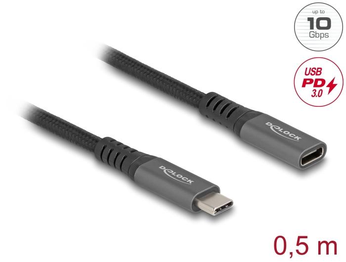 Delock USB 10 Gbps Verlängerungskabel USB Type-C™ Stecker auf Buchse PD