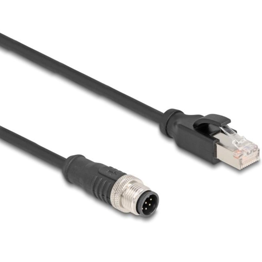 Delock M12 Kabel A-kodiert 8-polig Stecker auf RJ45 Stecker PVC 1 m