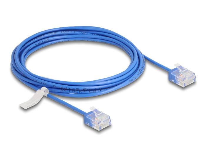 Delock RJ45 Netzwerkkabel Cat.6 UTP Ultra Slim 3 m blau mit kurzen Stecker