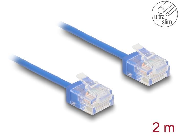 Delock RJ45 Netzwerkkabel Cat.6 UTP Ultra Slim 2 m blau mit kurzen Stecker