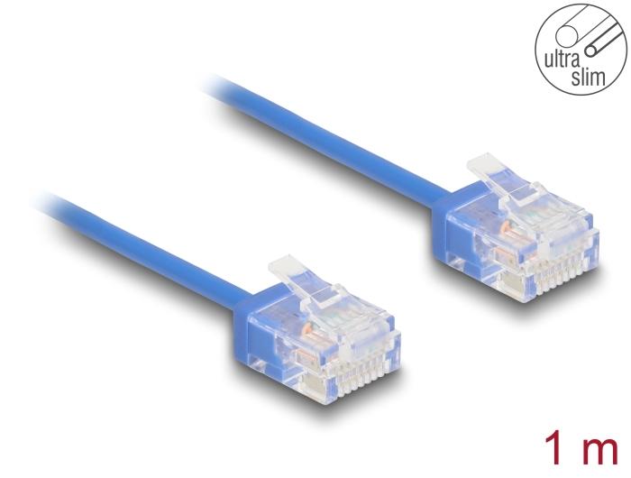 Delock RJ45 Netzwerkkabel Cat.6 UTP Ultra Slim 1 m blau mit kurzen Stecker
