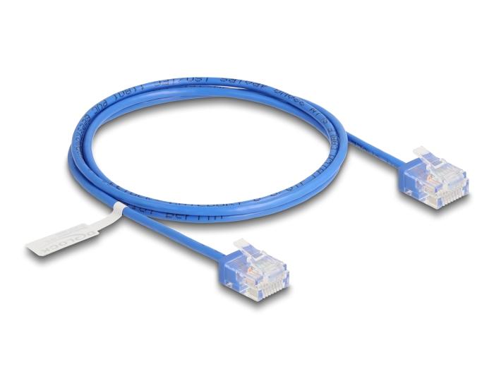 Delock RJ45 Netzwerkkabel Cat.6 UTP Ultra Slim 1 m blau mit kurzen Stecker