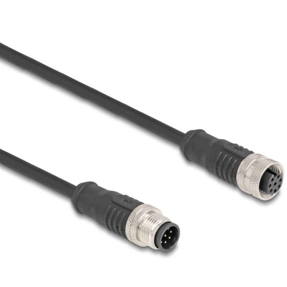 Delock M12 Kabel A-kodiert 8-polig Stecker auf Buchse PVC 1 m