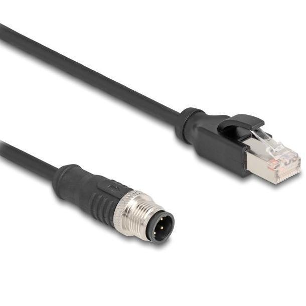 Delock M12 Kabel D-kodiert 4-Pin Stecker zu RJ45 Stecker PVC 5 m