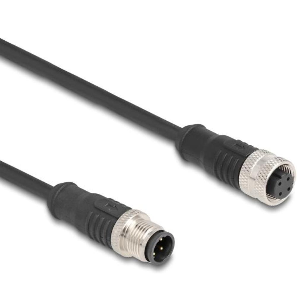 Delock M12 Kabel D-kodiert 4-polig Stecker auf Buchse PVC 1 m