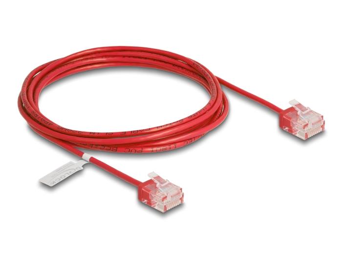 Delock RJ45 Netzwerkkabel Cat.6 UTP Ultra Slim 2 m rot mit kurzen Steckern