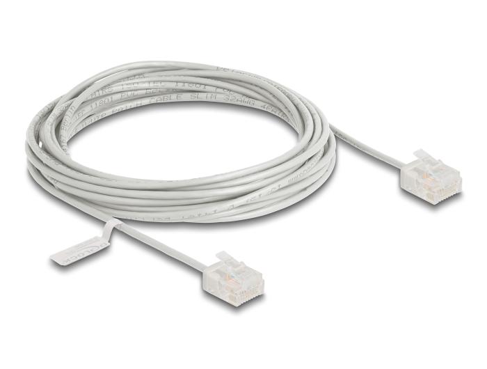 Delock RJ45 Netzwerkkabel Cat.6 UTP Ultra Slim 5 m grau mit kurzen Stecker