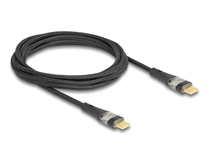 Delock USB 2.0 Schnellladekabel USB Type-C™ Stecker zu Stecker transparent
