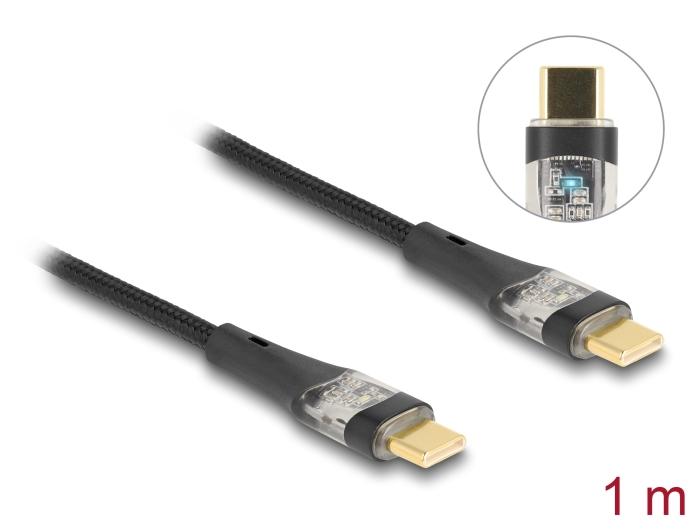Delock USB 2.0 Schnellladekabel USB Type-C™ Stecker zu Stecker transparent