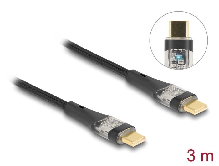 Delock USB 2.0 Schnellladekabel USB Type-C™ Stecker zu Stecker transparent