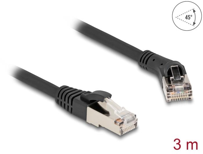 Delock RJ45 Netzwerkkabel Cat.8.1 S/FTP Stecker 45 nach rechts gewinkelt