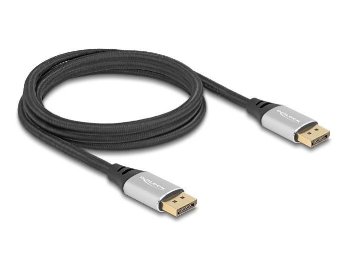 Delock DisplayPort Kabel 16K 60 Hz 2 m silber Metall