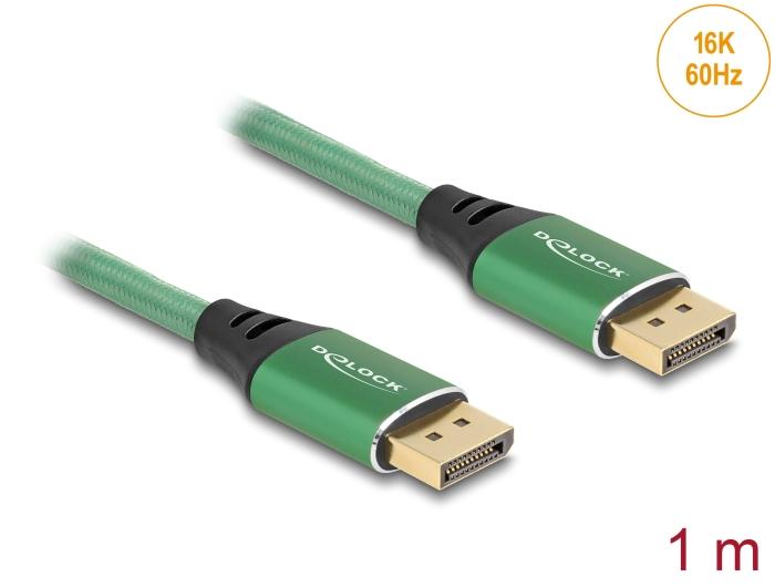 Delock DisplayPort Kabel 16K 60 Hz 1 m grün Metall