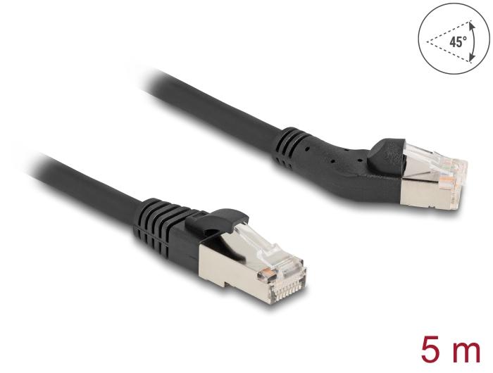 Delock RJ45 Netzwerkkabel Cat.6A S/FTP Stecker 45 nach links gewinkelt z