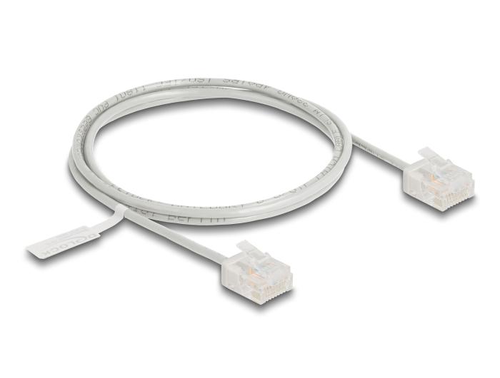 Delock RJ45 Netzwerkkabel Cat.6 UTP Ultra Slim 1 m grau mit kurzen Stecker