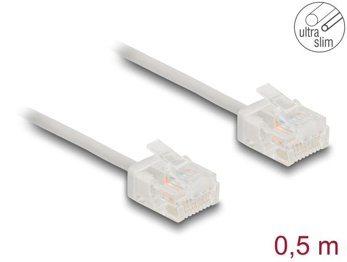 Delock RJ45 Netzwerkkabel Cat.6 UTP Ultra Slim 0,5 m grau mit kurzen Steckern