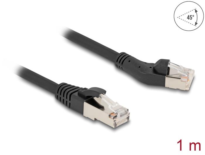 Delock RJ45 Netzwerkkabel Cat.8.1 S/FTP Stecker 45 nach links gewinkelt
