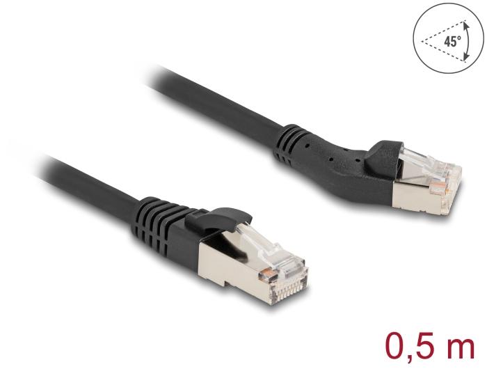 Delock RJ45 Netzwerkkabel Cat.8.1 S/FTP Stecker 45 nach links gewinkelt