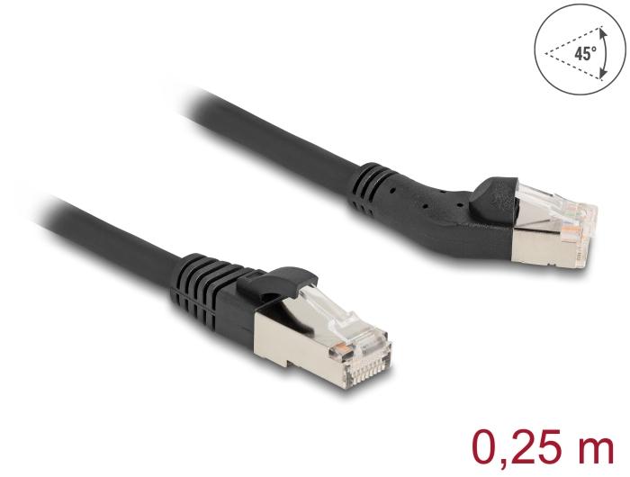 Delock RJ45 Netzwerkkabel Cat.6A S/FTP Stecker 45 nach links gewinkelt z