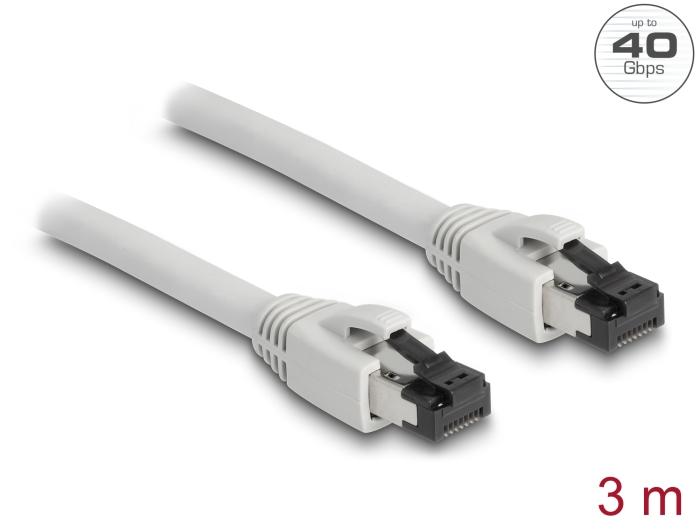 Delock RJ45 Netzwerkkabel Cat.8.1 S/FTP 3 m bis 40 Gbps grau