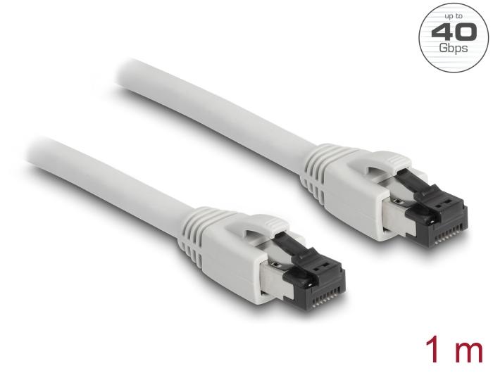 Delock RJ45 Netzwerkkabel Cat.8.1 S/FTP 1 m bis 40 Gbps grau