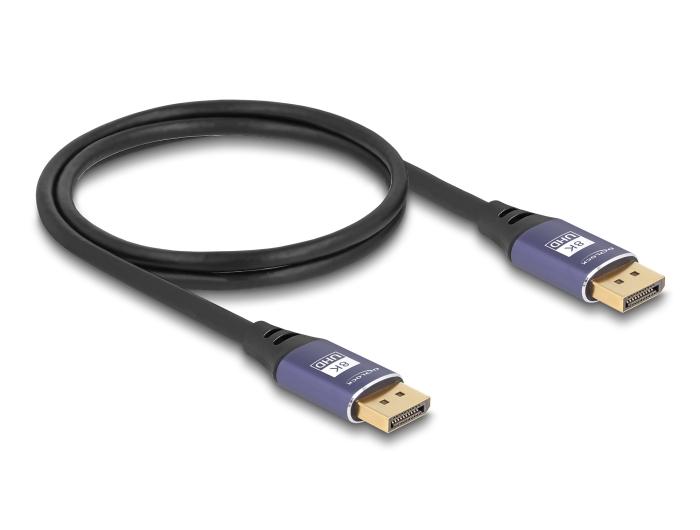 Delock DisplayPort Kabel 8K 60 Hz 1 m lila Metall