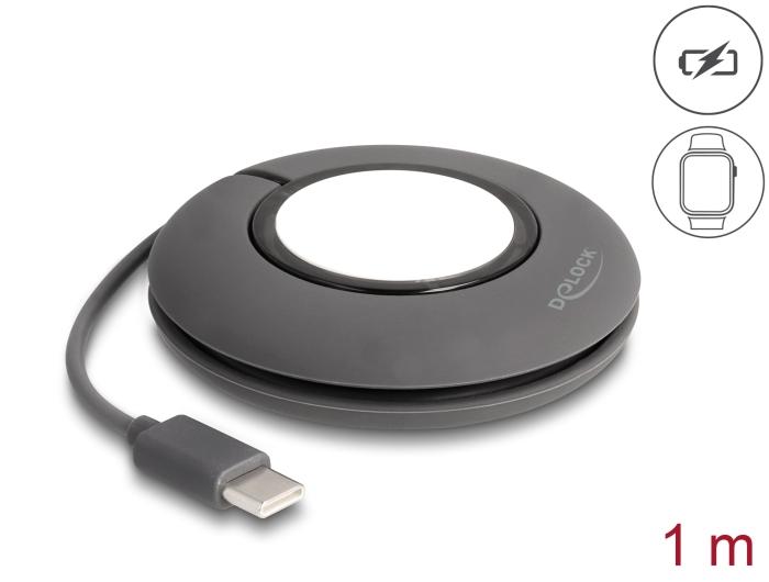 Delock USB Type-C™ Aufrollladekabel für Apple Watch 1 m grau magnetisch