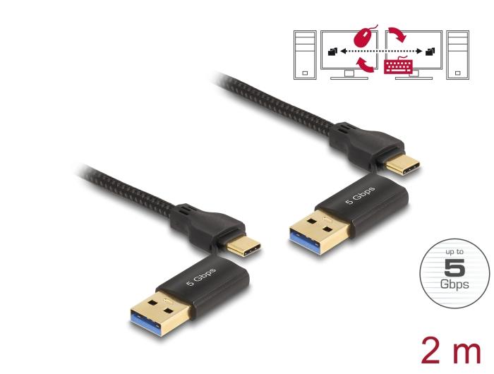 Delock USB Type-C™ 5 Gbps Datenverbindungskabel + KM Switch 2 m