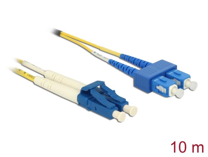 Delock Lichtwellenleiterkabel LC Duplex zu SC Duplex Singlemode OS2 10 m