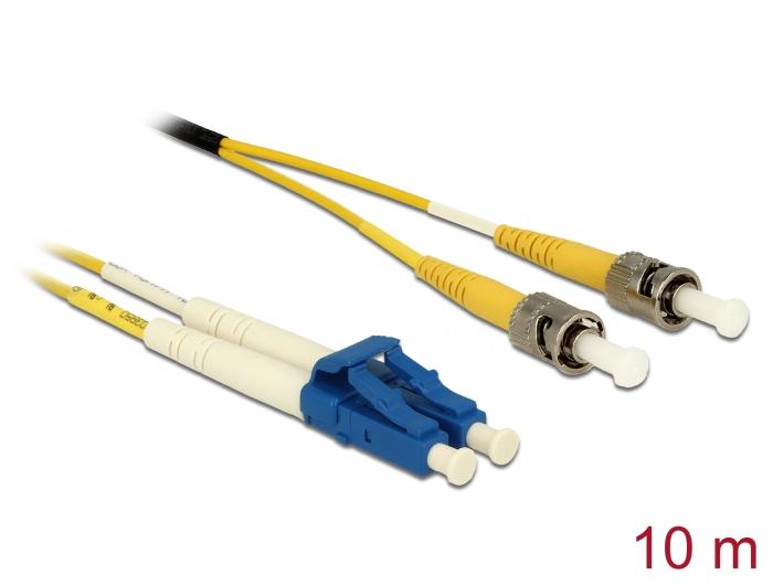Delock Lichtwellenleiterkabel LC Duplex zu ST Duplex Singlemode OS2 10 m