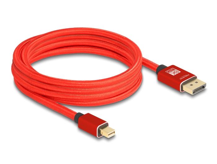 Delock Mini DisplayPort auf DisplayPort Kabel 8K 60 Hz 3 m rot Metall ohne