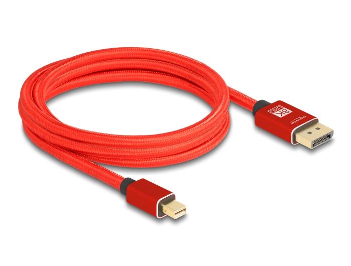Delock Mini DisplayPort auf DisplayPort Kabel 8K 60 Hz 2 m rot Metall ohne