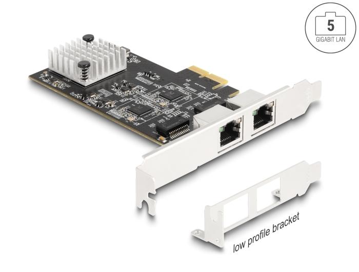 Delock PCI Express x2 Karte mit 2 x RJ45 5 Gigabit LAN RTL8126