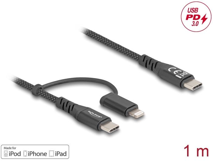 Delock USB-Kabel 2 in 1 USB Type-C™ zu USB Type-C™ / Lightning™ für
