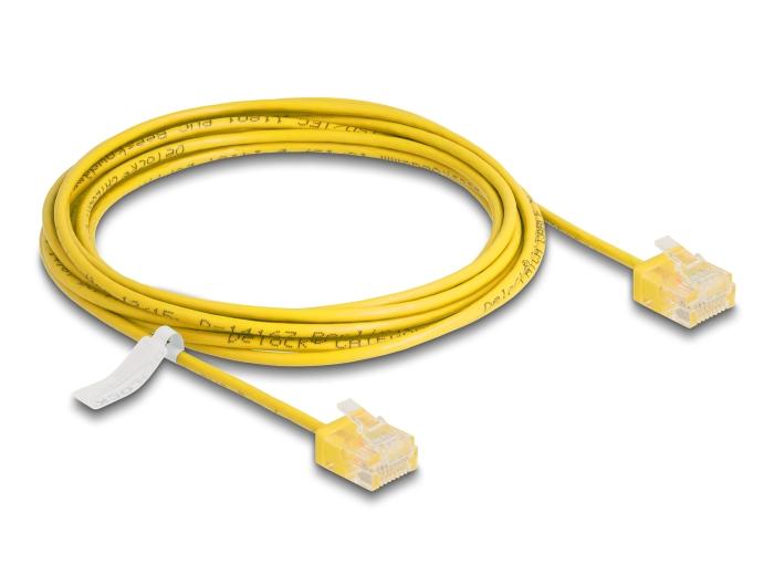 Delock RJ45 Netzwerkkabel Cat.6 UTP Ultra Slim 3 m gelb mit kurzen Stecker