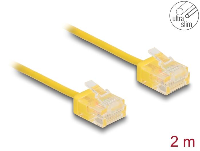 Delock RJ45 Netzwerkkabel Cat.6 UTP Ultra Slim 2 m gelb mit kurzen Stecker