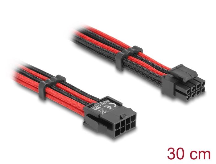 Delock Verlängerungskabel 8 Pin EPS Stecker zu 4 + 4 Pin EPS Buchse Textil