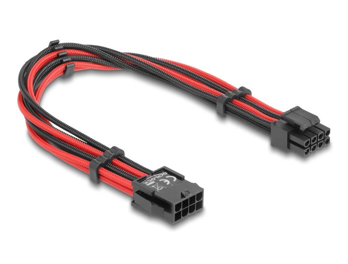 Delock Verlängerungskabel 8 Pin EPS Stecker zu 4 + 4 Pin EPS Buchse Textil