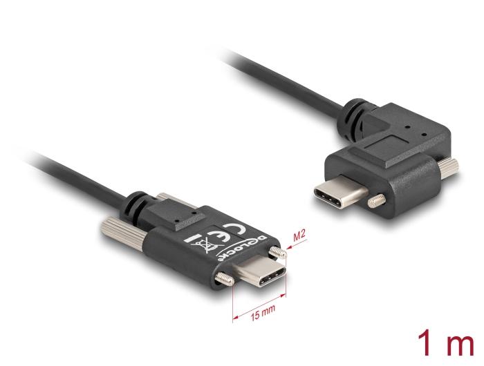Delock USB 2.0 Kabel USB Type-C™ Stecker mit Schrauben zu USB Type-C™
