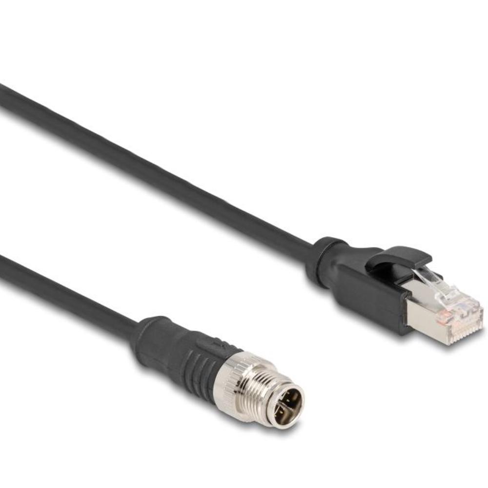 M12 Kabel Diese robuste industrielle Ethernet-Kabel wurde speziell für anspruchsvolle Umgebungen wie Maschinensteuerung und Automatisierungsprozesse entwickelt. Dank der doppelten M12-Steckverbinder (D-kodiert, 4-polig) schließen Sie einfach verschiedene Komponenten miteinander mit einer stabilen und sicheren Verbindung an. Das Kabel entspricht der Cat.5e-Spezifikation und ist mit einer hochwertigen S/FTP-Abschirmung mit Aluminiumfolie und verzinntem Kupfergeflecht ausgestattet. Dies sorgt für eine ausgezeichnete Signalübertragung und Schutz vor elektromagnetischen Störungen. Mit einem soliden Kupferleiter von 26 AWG und einem robusten PVC-Mantel kombiniert dieses Kabel Flexibilität mit Langlebigkeit. Anschluss 1: 1 x M12 connector D-kodiert 4-polig Anschluss 2: 1 x M12 connector D-kodiert 4-polig Länge: 1 Meter Anschluss 1: 1 x M12 connector D-kodiert 4-polig Anschluss 2: 1 x M12 connector D-kodiert 4-polig Abschirmung: S/FTP Betriebstemperatur: -25 C ~ 60 C Schutzart: IP67 Kategorie: 5e Leitermaterial: Kupfer Leiterquerschnitt: 26 AWG (0,129 mm²) Inhalt des Pakets: M12-Kabel Schnittstelle: beidseitig gleich Kabeldurchmesser: ca. 5 mm Kabelmantelmaterial: PVC Farbe: Schwarz Länge inklusive Anschlüsse: ca. 1 m Maximaler Strom: 4 A Nennspannung: 60 V - Delock