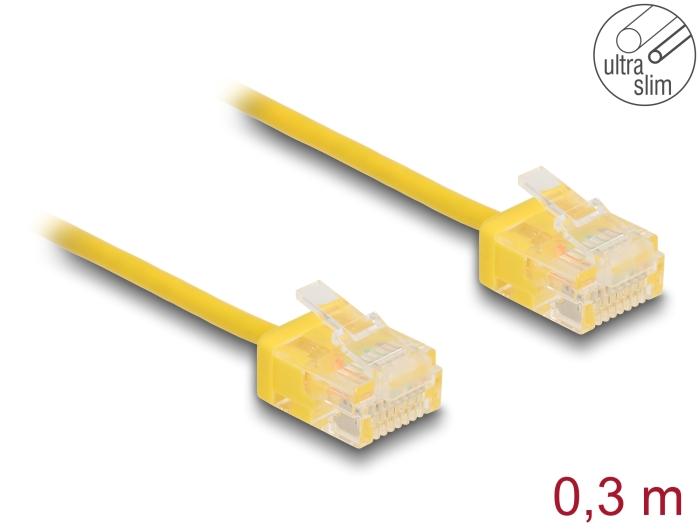 Delock RJ45 Netzwerkkabel Cat.6 UTP Ultra Slim 0,3 m gelb mit kurzen Steckern